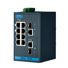 ADVANTECH/研华 8百兆端口+2个千兆光电复用口，支持EtherNet/IP协议简易网管型工业交换机，-40~75℃ EKI-5629CI-EI-AE