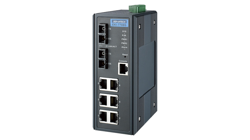 ADVANTECH/研华 4GE+2GSC光口网管型工业以太网交换机 EKI-7708G-2SI-AE