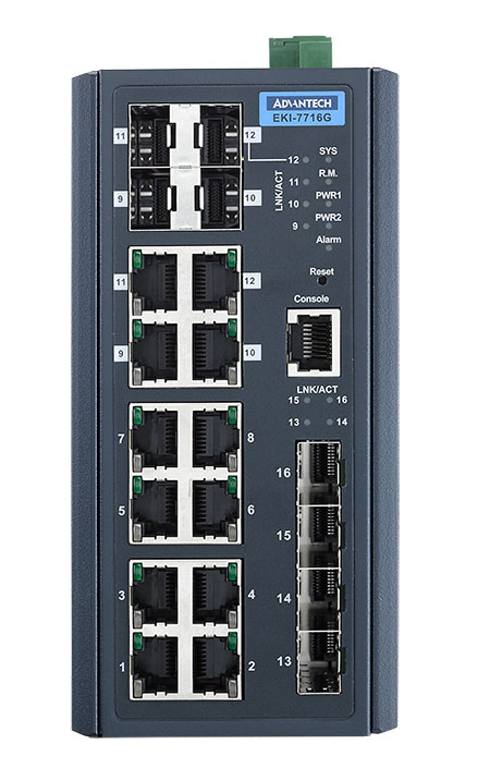 ADVANTECH/研华 8GE+4GSFP+4GCombo端口网管型工业以太网交换机 EKI-7716G-4F4CI-AE