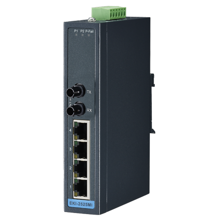 ADVANTECH/研华 4FE+1FESTMulti-modeUnmanagedEthernetSwitch  -40~75℃ EKI-2525MI-ST-BE