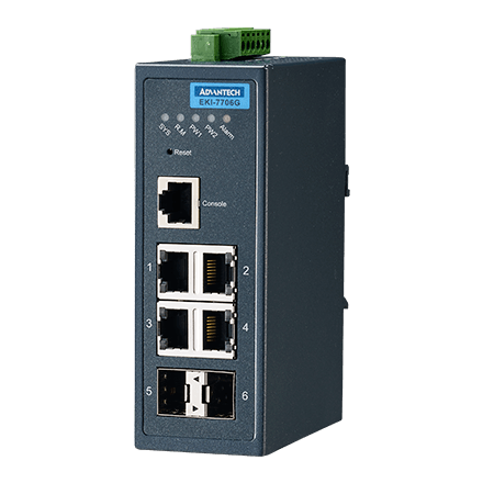 ADVANTECH/研华 4GE+2GSFP网管型工业以太网交换机，-40～75℃ EKI-7706G-2FI-AE