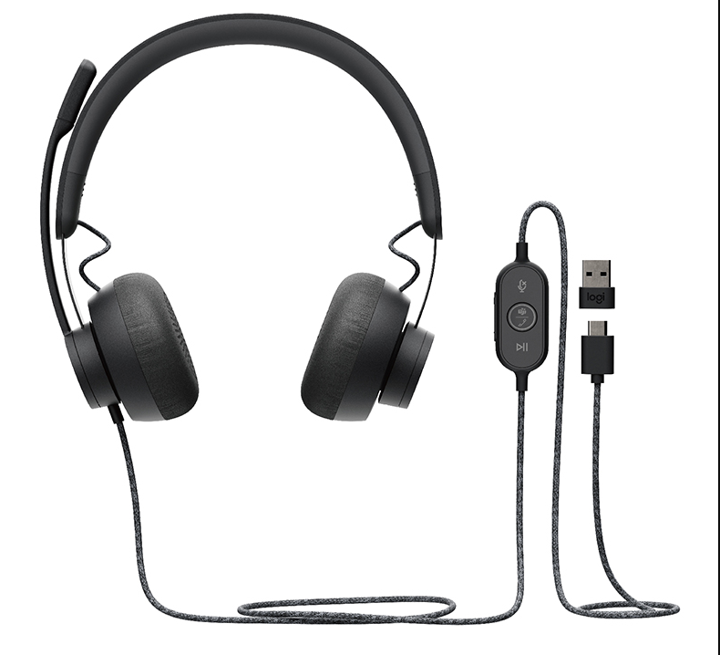 Logitech/罗技 视频会议有线耳麦通用版 USB接口 头戴式耳机 Zone Wired UC