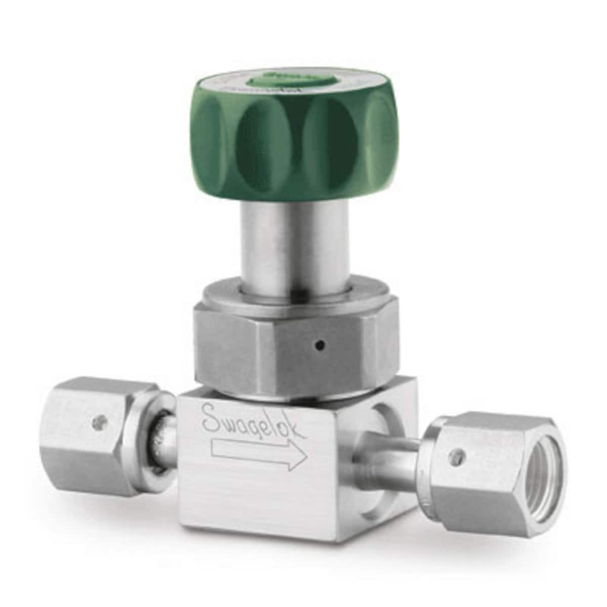 SWAGELOK/世伟洛克 316L VAR UHP 高流量隔膜密封阀，1/2 in. 世伟洛克内螺纹 VCR 接头，SC-01 清洁，绿色圆形手柄 6LV-DFFR8-P-GR