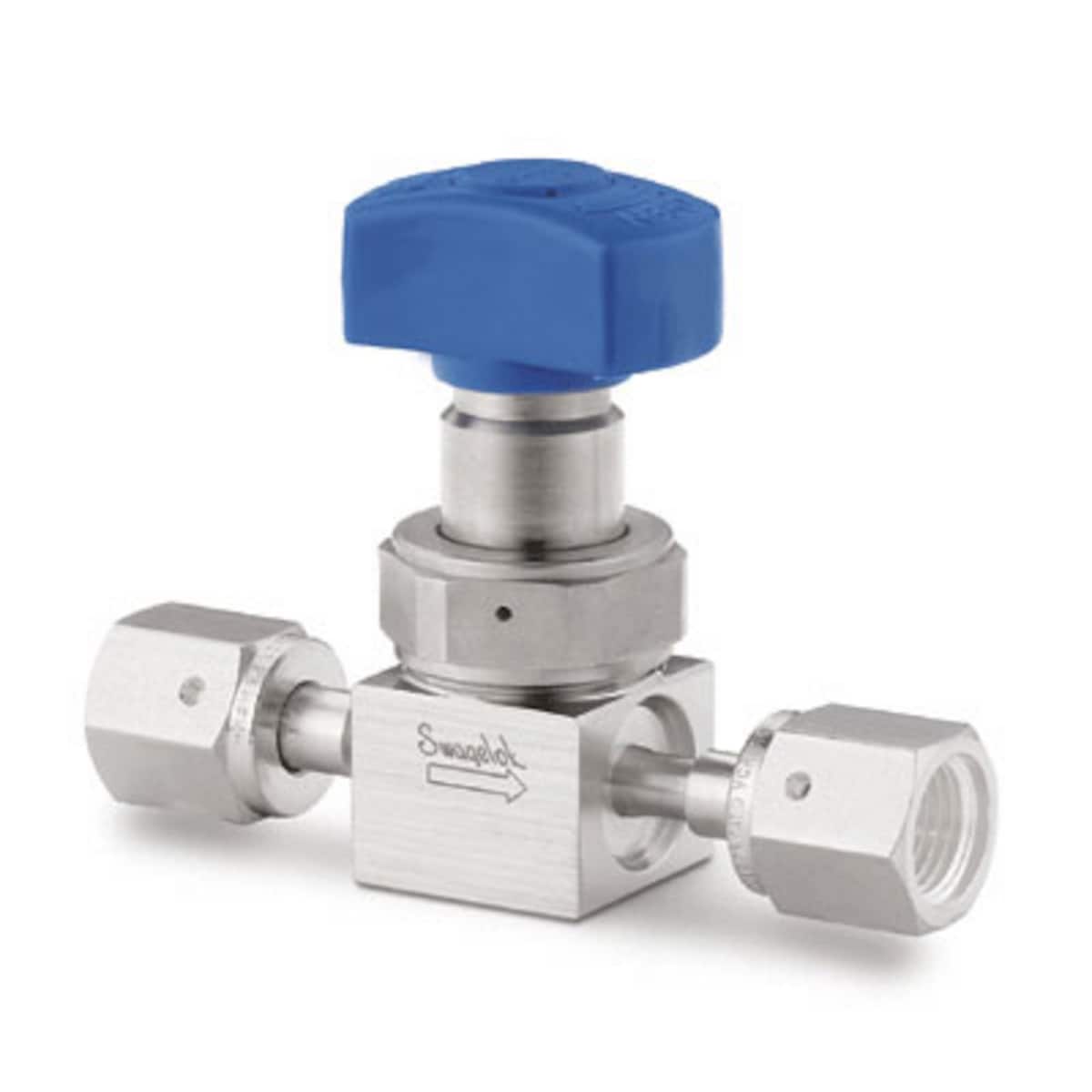 SWAGELOK/世伟洛克 316L VIM-VAR UHP 隔膜密封阀，1/4 in. 内螺纹 VCR 接头，SC-11 清洁，蓝色定向手柄 6LVV-DPFR4-P1