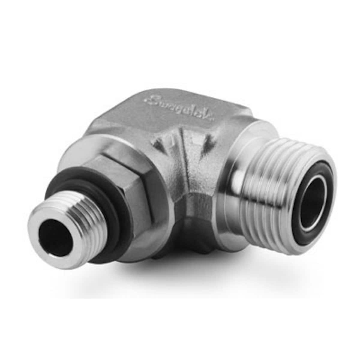 SWAGELOK/世伟洛克 316 不锈钢 VCO O 型圈面密封接头，外螺纹 SAE/MS 可定位弯头，1/4 in. VCO 接头 x 7/16-20 直螺纹 SS-4-VCO-9P-4ST