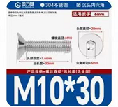 固万基 平头螺栓 M10*30[2个] 304