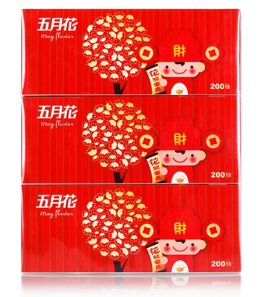 五月花 喜庆版盒装抽纸 A19613S
