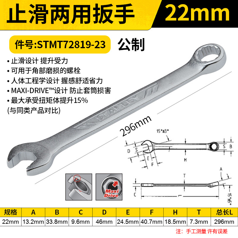 STANLEY/史丹利 止滑两用扳手 STMT72819-23 22mm