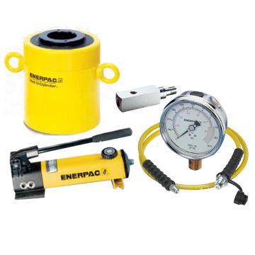 ENERPAC/恩派克 单作用中空柱塞液压缸套件（含油缸+泵+软管+表+表座），30ton 64mm RCH302+P392+HC7210+GP10S+GA2