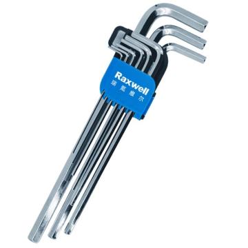 Raxwell 9件套公制加长内六角扳手套装1.5-10mm RTWA0102