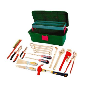 Raxwell 防爆16件套组合套装工具(两层工具箱)，铍青铜16pcs RTBK0034