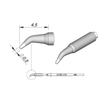 JBC 微型烙铁头，5支/盒锥形，0.5mm C105110