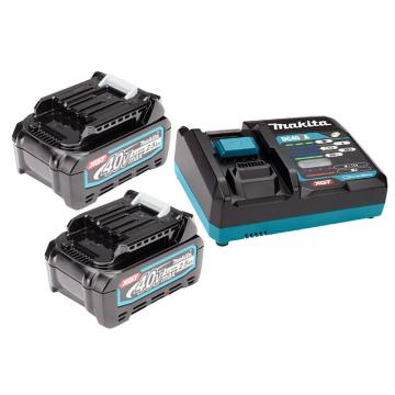 牧田 40V快充2.5Ah锂电池两电一充套装 电池BL4025*2+DC40RA+塑料连接箱