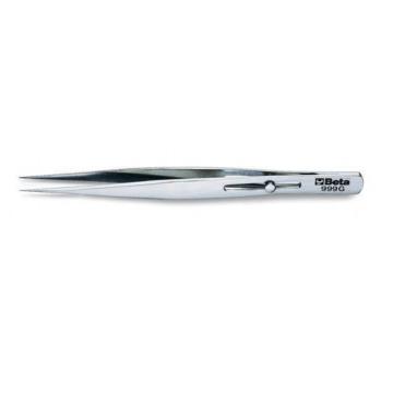 百塔 防酸防磁超细直嘴精密镊子带锁紧140mm，999G Beta-009990027
