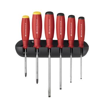 PB SWISS TOOLS 6件套双组份一/十字螺丝刀起子改锥螺丝批(含托架） PB 8244