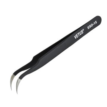 VETUS EESD系列防静电高精密镊子弯尖型，115mm ESD-15