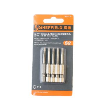SHEFFIELD/钢盾 花型旋具头，5件套 6.3mm系列50mm长T10 S053115