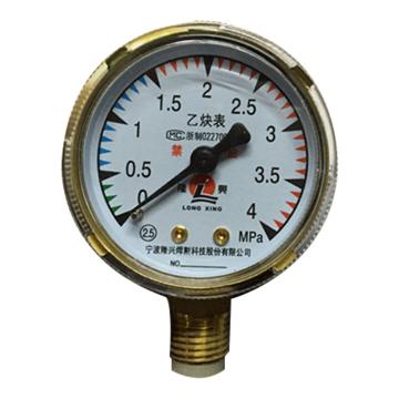 LONGXING 氧气压力表 Y-60-0-4Mpa，14*1.5mm