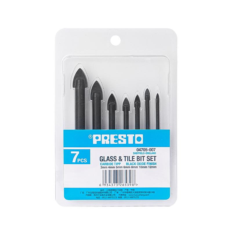 百事通 (PRESTO)三角玻璃钻头3.0mm/4.0mm/5.0mm/6.0mm/8.0mm/10mm/12mm(7支装) 04705-007