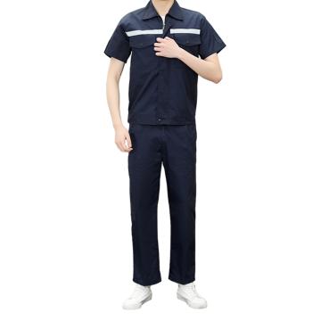 Raxwell 夏季短袖工作服套装全棉，藏蓝色，165 RW8734