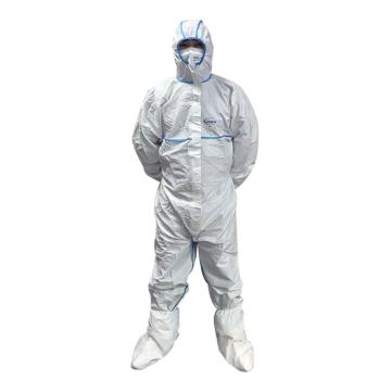耐呗斯 白色包边款连体防护服PP+PE透气膜 NBS4301TP，L
