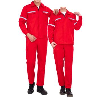 Raxwell 夏季长袖工作服套装纯棉，红色，185 RW8780
