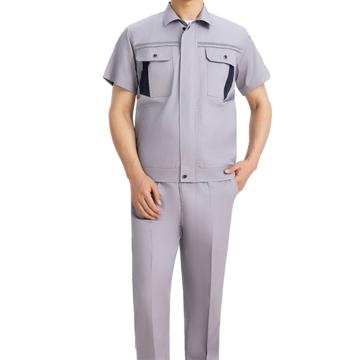Raxwell 夏季短袖工作服套装涤棉，灰色，160 RW8691