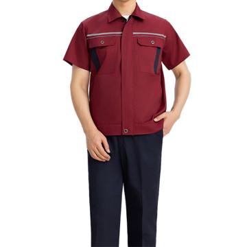 Raxwell 夏季短袖工作服套装涤棉，红色，190 RW8704