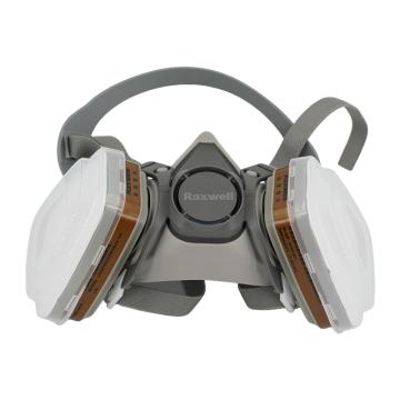 Raxwell 滤毒面具带护目镜套装 滤盒*2个，半面具*1只，滤棉*10片，滤棉盖*2个，防雾眼镜*1副 RX6001