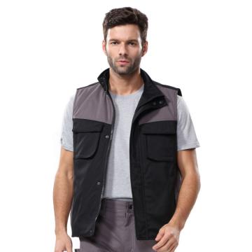 安大叔 冬季休闲棉马甲黑色拼深灰 JJ-A234-3XL