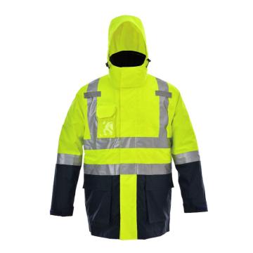 安大叔 三合一多功能反光棉衣含内胆荧光黄拼深蓝 JJ-B406-XL