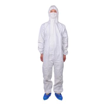 成楷科技 连体服防尘带帽子 无尘工作服一次性防护服 覆膜款白色 CKB-550D-XL