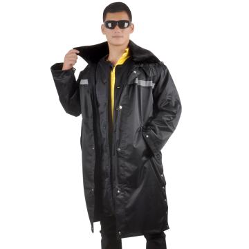 安美尚 精品保安大衣棉服 多功能棉大衣，加长版带帽带反光条 175/XL