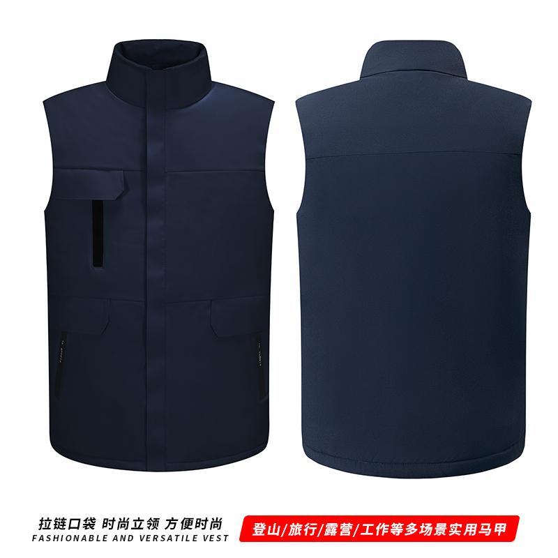 英格杰家 男女同款立领防水羽绒棉马甲藏青色 HT-8801-藏青色3XL