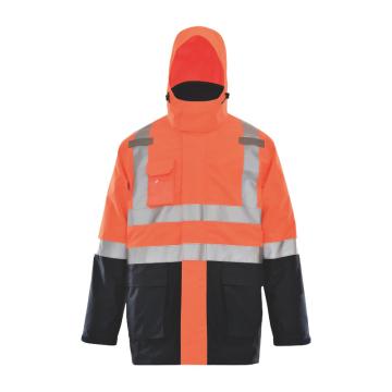 安大叔 三合一多功能反光棉衣含内胆荧光橙拼深蓝 JJ-B495-3XL