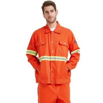 佰伊 阻燃工作服套装橘红色 带反光条，耐磨 7031-L