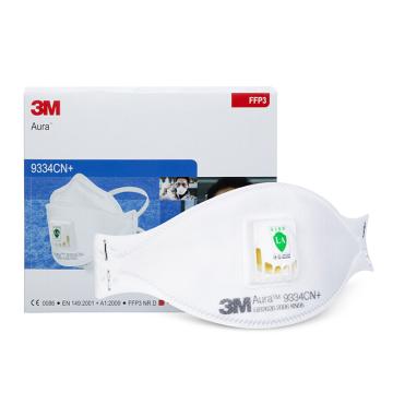 3M 防颗粒物口罩KN95/FFP3，带阀，头戴式，白色 9334CN+