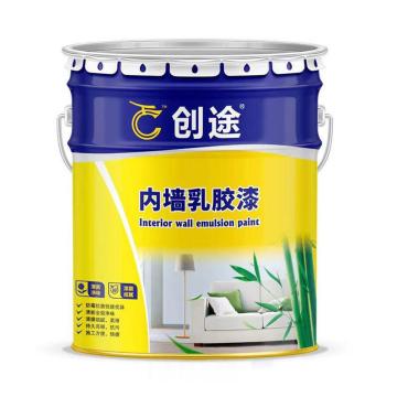 创途 净味耐擦洗抗碱抗菌抗甲醛防霉内墙乳胶漆 内墙乳胶漆，苹果绿，20KG/桶