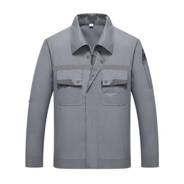 Raxwell 工作服套装夏季长袖单层防静电，35%棉65%涤，浅灰色，L （同款10套起订） RW8212