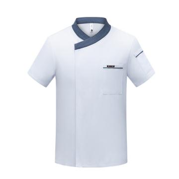 英格杰家 夏季厨师工作服套装高档短袖 TL1696，白色,3XL