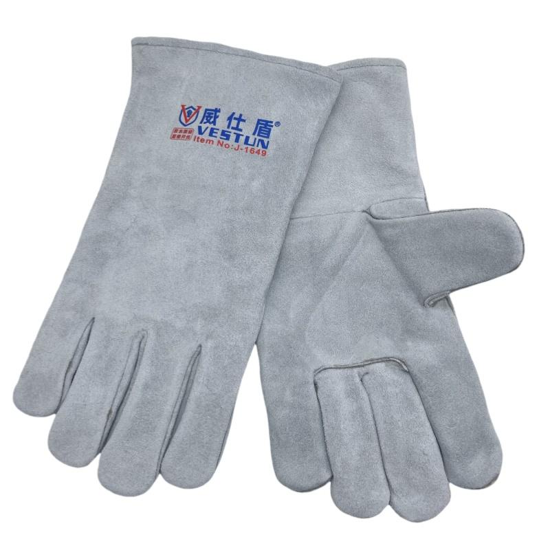 威仕盾 AB级本色牛二层上胶双层电焊手套均码 J-1649