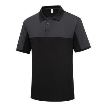 英格杰家 速干网眼扣子款短袖T恤POLO衫 GYJ1102T黑色拼深灰色，4XL