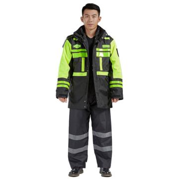 谋福 反光警示棉服，内胆可拆卸，冬季雨衣分体式，成人防寒服 968(RF803 JC棉衣S-160)
