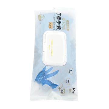 拓德 一次性丁晴手套无粉，光面，4g，精装版，30只/袋 TD-GL6011C，蓝色，S码