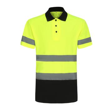 巨化 警示服夏装短袖体恤鸟眼布全涤针织布（警示+阻燃），荧光黄+黑色，M-2XL（下单备注尺码） JHOMTAM2401WB
