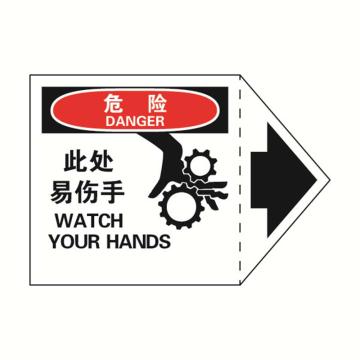 安赛瑞 OSHA危险警示标签-此处易伤手，127×89mm 32977