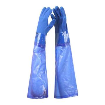 羿科 PVC接袖手套蓝色，69cm，PVC60 60604801