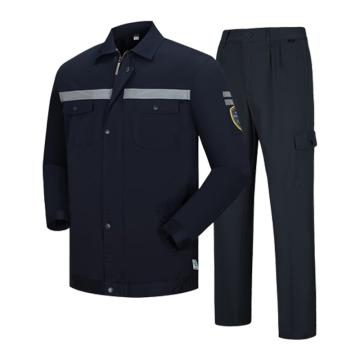 英格杰家 抗油拒水防静电特种服工作套装160-190（下单备注尺码，印制需咨询），定制logo另外收费 TZ-167，深蓝色