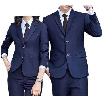 英格杰家 商务修身西服工作职业套装两扣西服2件套（男女款可选） ZZH168A-168kz，宝蓝3XL