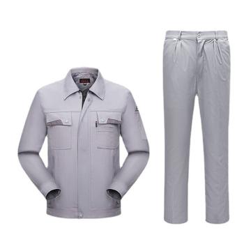 英格杰家 夏季薄款长袖防静电工作服套装160-190，下单备注尺码 GYJ6611，灰色长袖